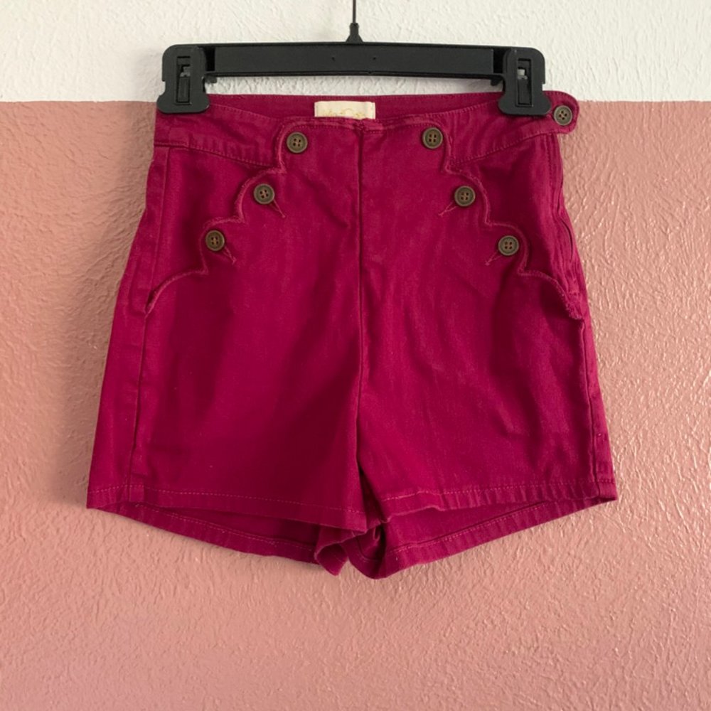 Retro Wine Scalloped Modcloth Shorts